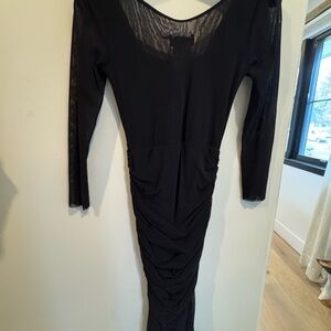 Chic Black Long Sleeve Fitted Fuzzi Dress